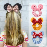 disney pretty mouse ears hair accessories hair ring thickened velvet hair ring elastic ponytail holder girls sequins rubber band