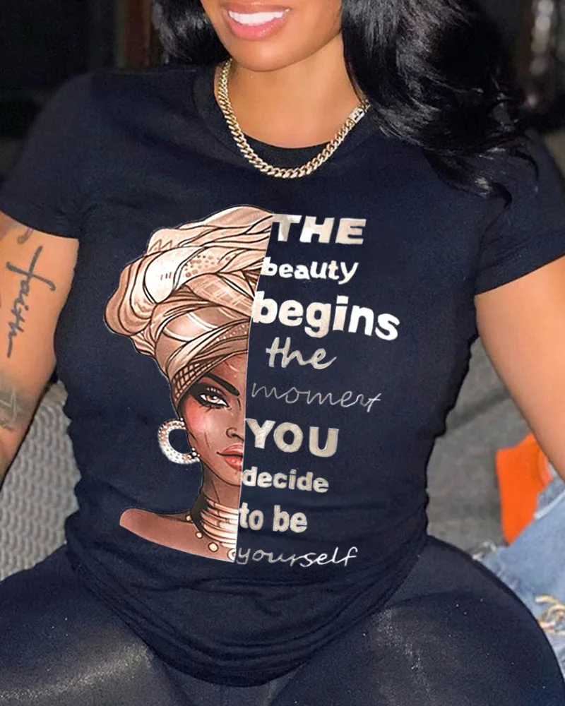 

2022 summer women's t shirt short sleeve Printed Letter Tops female clothing