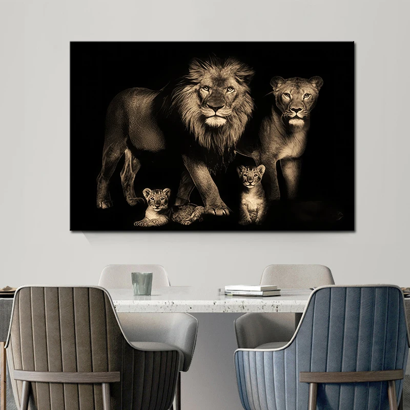 

Wild Animal Poster Lion Family Wall Art Canvas Picture Posters Prints Modern Home Decoration Animal Painting Living Room Decor