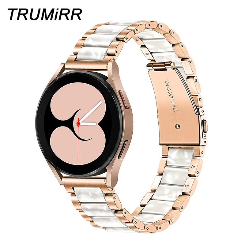 

Stainless Steel & Resin Band for Samsung Galaxy Watch 4 40mm 44mm / Watch 3 45mm / Watch 42mm / Active 2 Watchband Women Strap