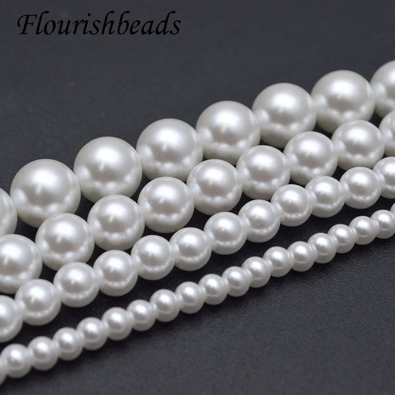Wholesale 4-14mm Round Ball Glass Pearl  Loose Spacer Beads DIY Necklace Accessories for Jewelry Making 10 Strands/lot