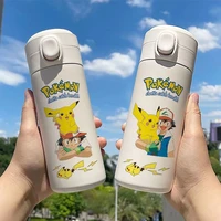 pokemon pikachu water bottle 304 stainless steel thermos cup cartoon water cup student anti fall portable cup for men women gift