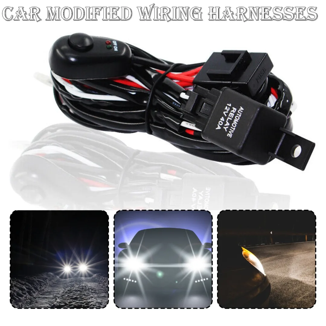 

1pc Universal 12V LED Work Light Bar Laser Rocker Switch Wiring Harness Kit 40A Relay Fuse Set For Cars Truck Motorcycle