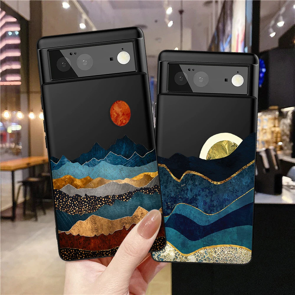 

Retro Sunrise Illustration Case for Google Pixel 7a 7Pro 7 6a 6 6Pro 5 5a 5G 4XL 4 2 3XL 2XL 3 3a 3aXL 4a Soft TPU Cover Fundas