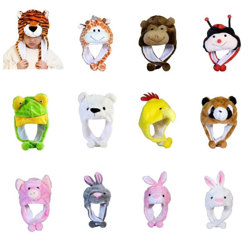 

Kids Animal Hats For Party Animal Earflap Hat Drama Props For Kids Bomber Hat Trapper Hat Beanie Hooded Hat Fleece Earfl