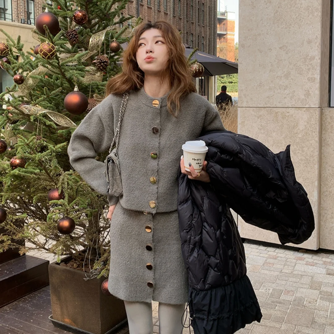 Женские топы + мини-юбка-карандаш шикарный модный укороченный кардиган с