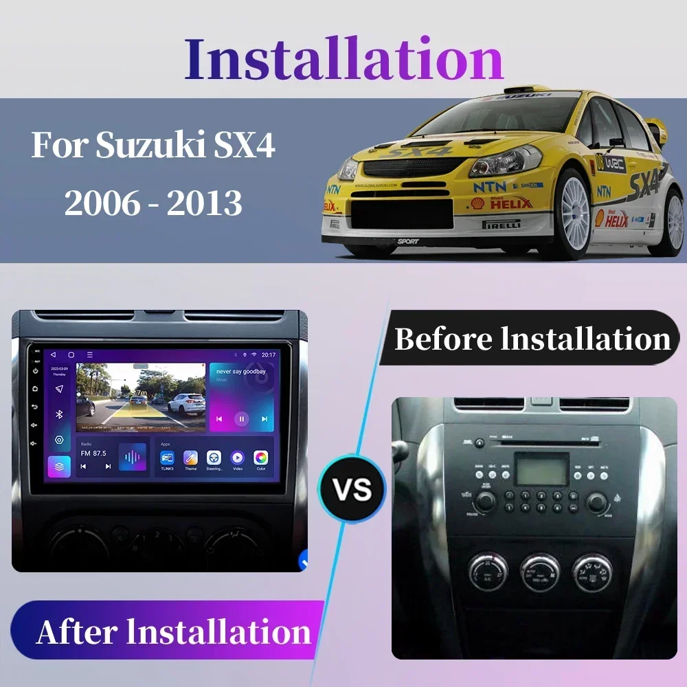Фото Для Suzuki SX4 2006 2007 2008 2009 2010 2011 2012 Автомобильное радио Android Мультимедиа Видеоплеер Carplay GPS Навигация Carplay Сенсорный экран Авто Стерео Интеллектуальные системы №2