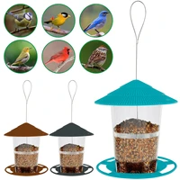 large bird feeder hanging seed feeder plastic wild bird seed feeder with waterproof roof and drain hole durable