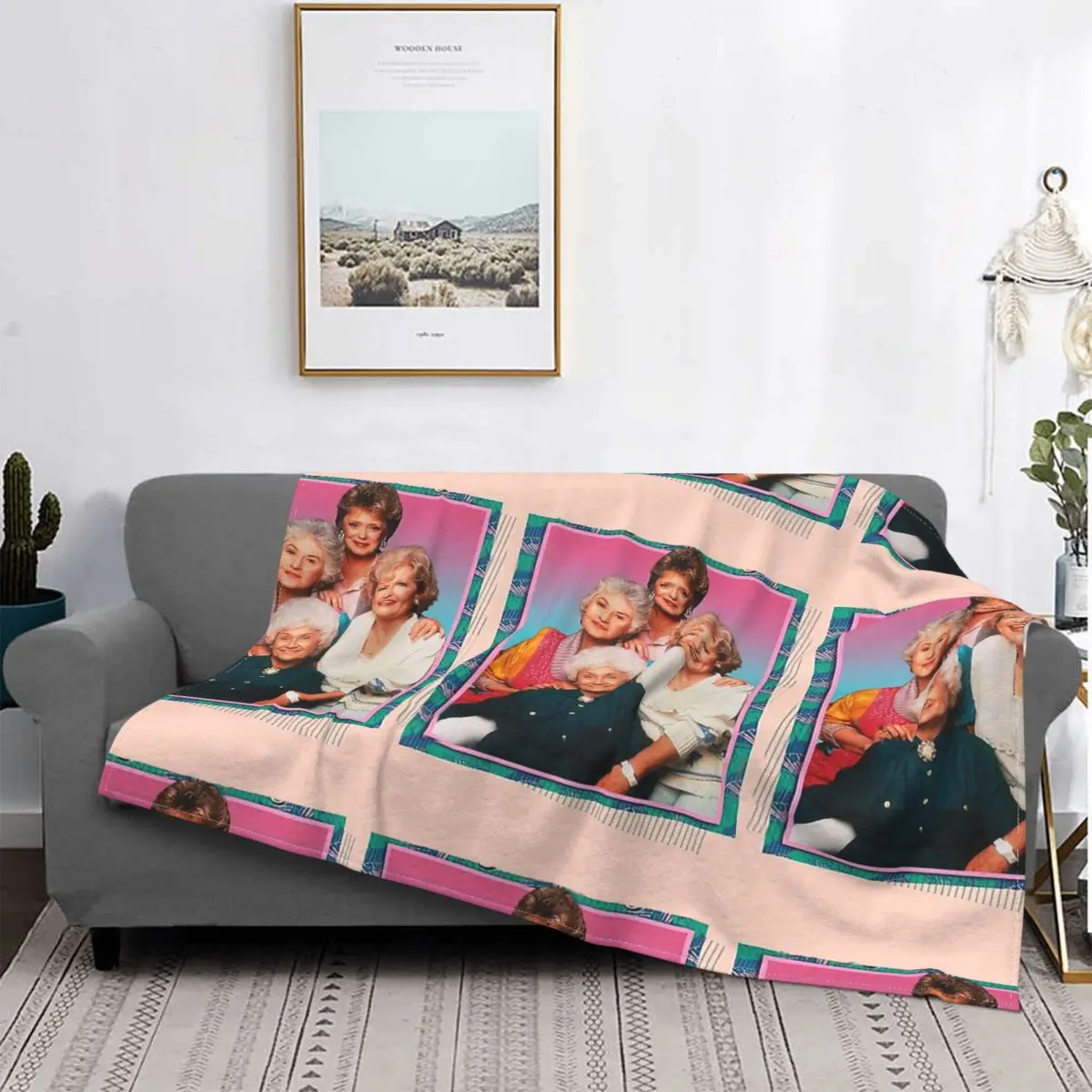 

The Golden Girls Dorothy Sitcom Blanket Flannel Classic Group Photo Cozy Soft FLeece Bedspread