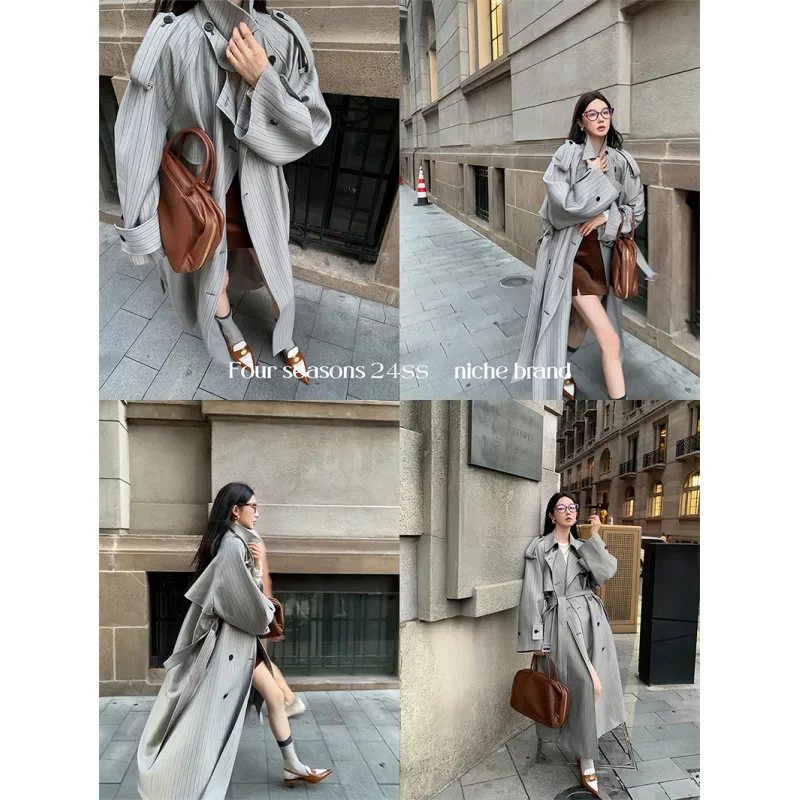 SuperAen 202 осенний новый английский стиль дизайн двубортный плащ с отложным