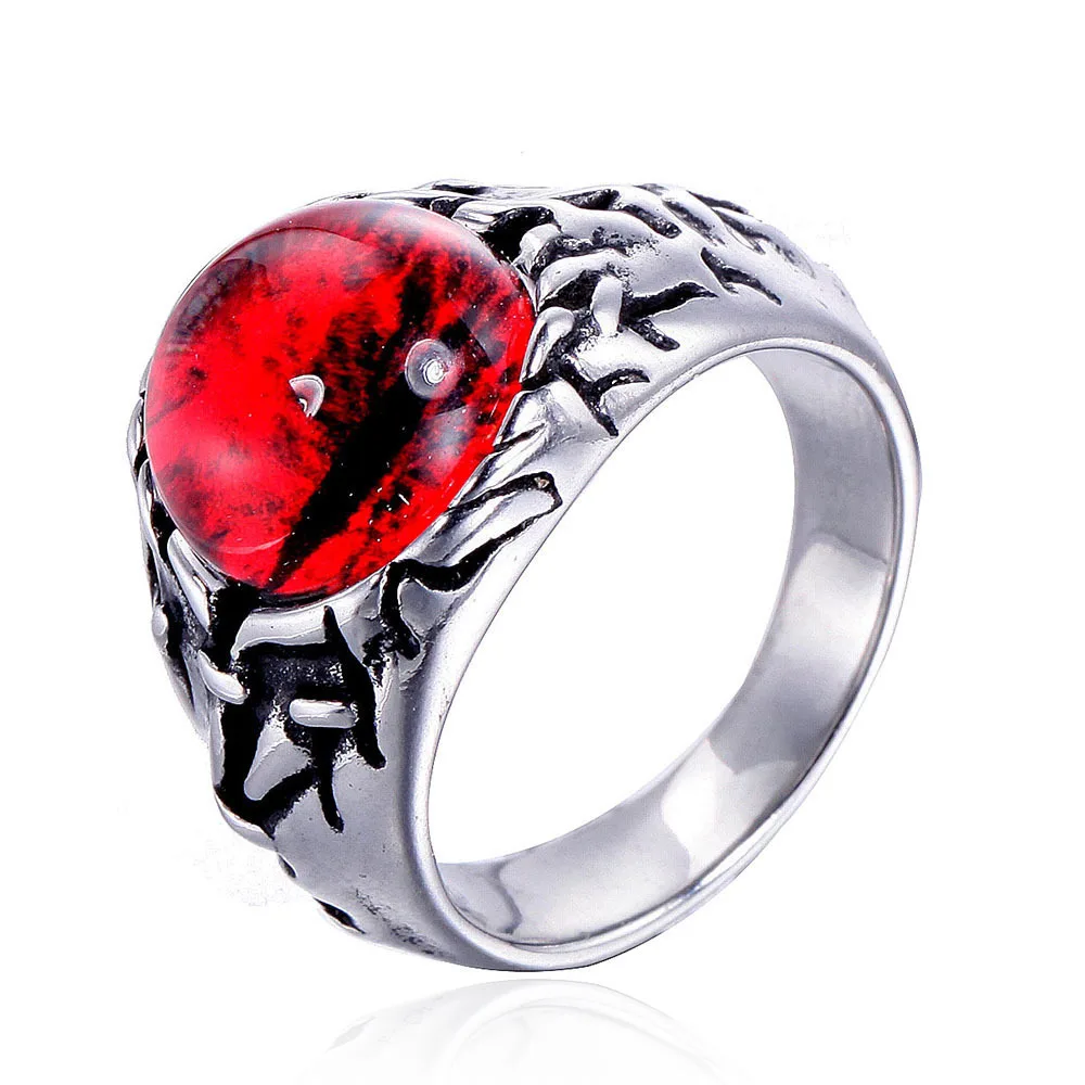 

Megin D Stainless Steel Titanium Antique Color Evil Eyes Hip Hop Punk Rings for Men Women Couple Friends Gift Fashion Jewelry