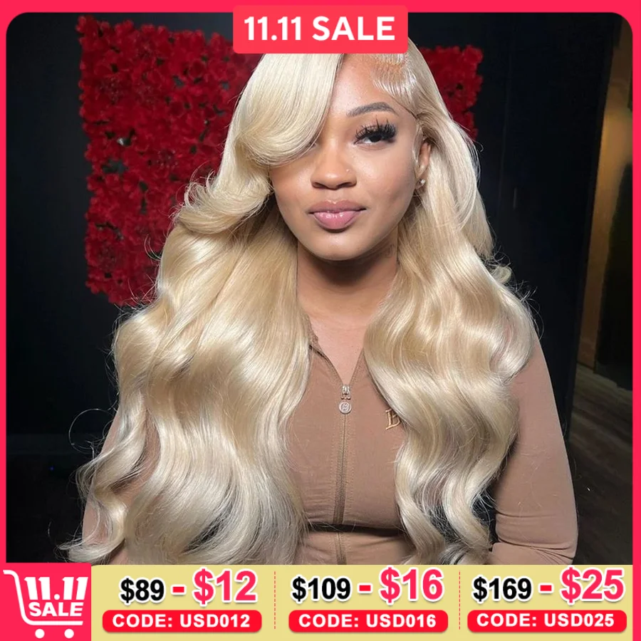 613 Блондинка парик Объемная волна Hd Парик шнурка 360 Полные человеческие волосы