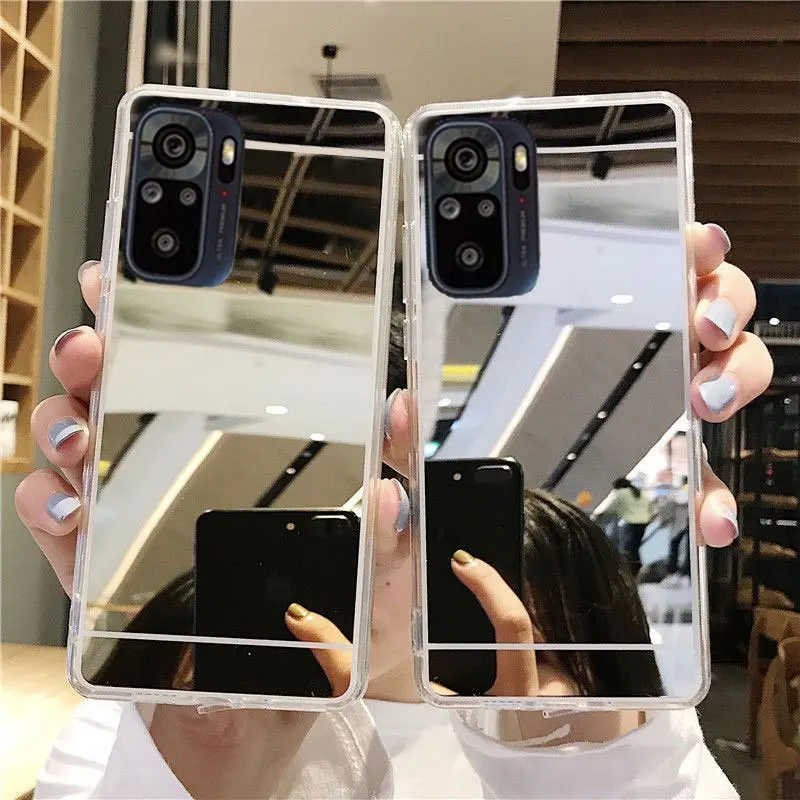 For Xiaomi POCO X3 NFC Case Makeup Mirror Bling Case For Redmi Note 11 11S 10  10S 9T 9S 9Pro 11Lite Soft Silicone Protect Cover