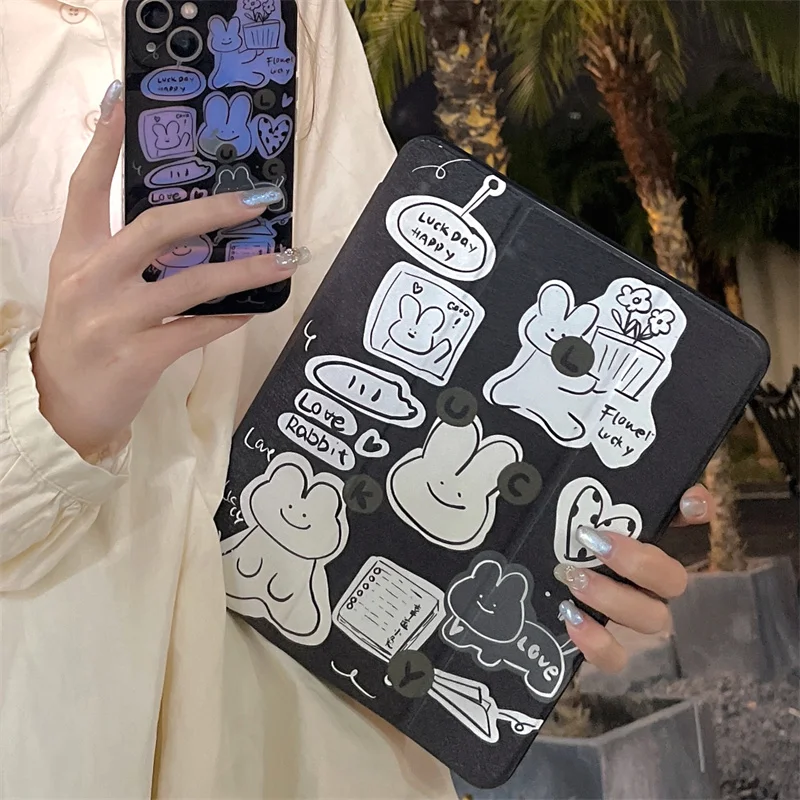 

Cute Cartoon Animal Protective Case For iPad 10 10.9/10.5/9.7/Pro 12.9 11 inch 2022 mini 6 Air 5/4 Cover with Pencil Slot Holder