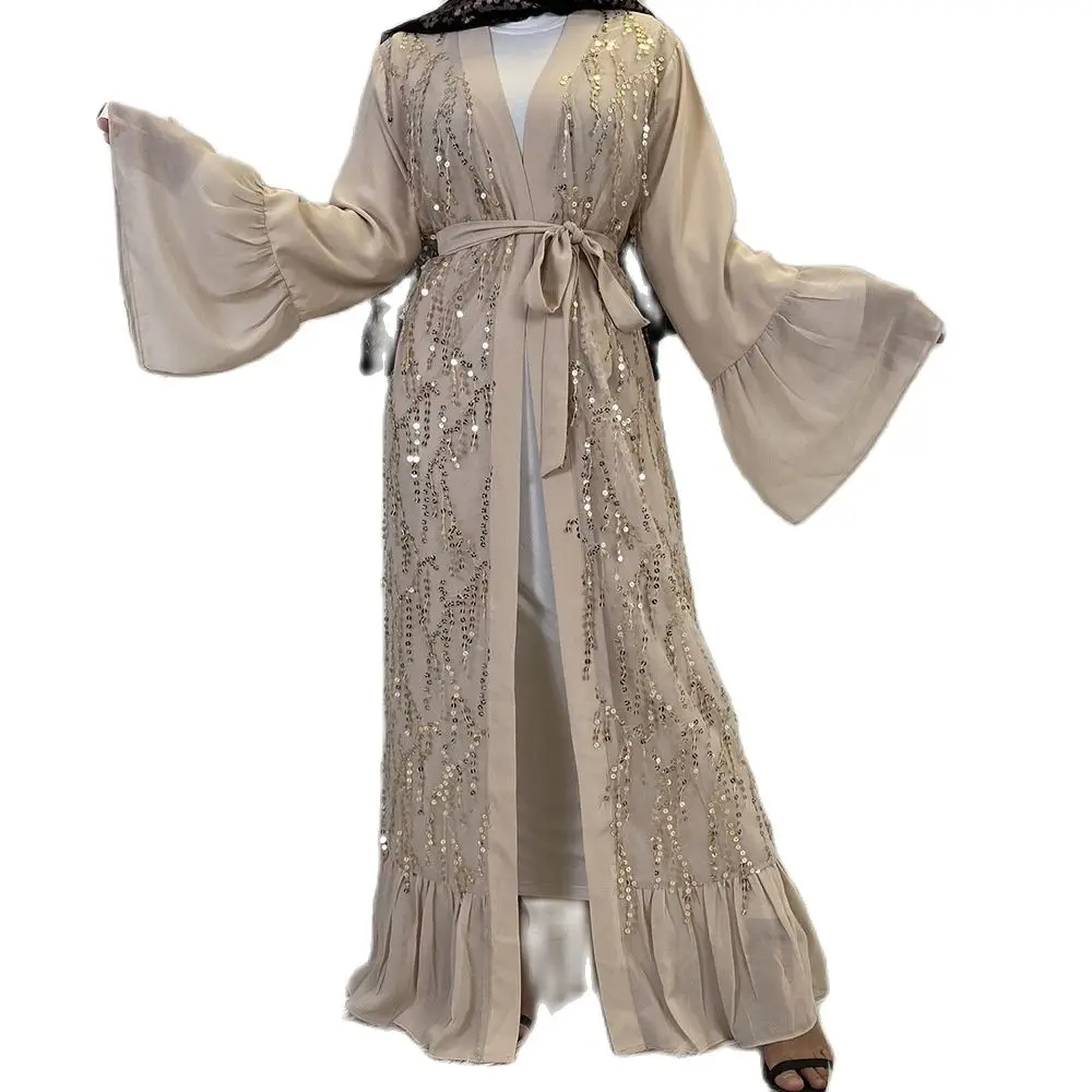 Abaya Dress Explosion Model Sequins Outside The Robe Dubai Middle East Women'S Chiffon Cardigan Muslim Sets שמלות דובאי Cm258