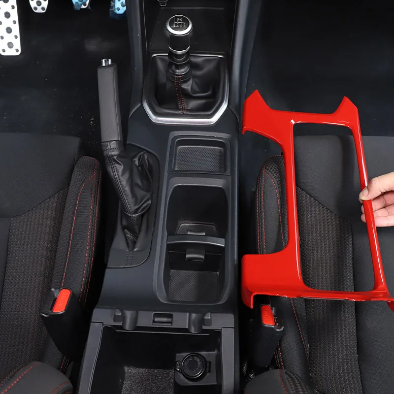 

For Subaru WRX 2021-2023 Automatic Version Car Central Water Cup Decorative Frame Sticker ABS Matt Black Interior Accessory LHD