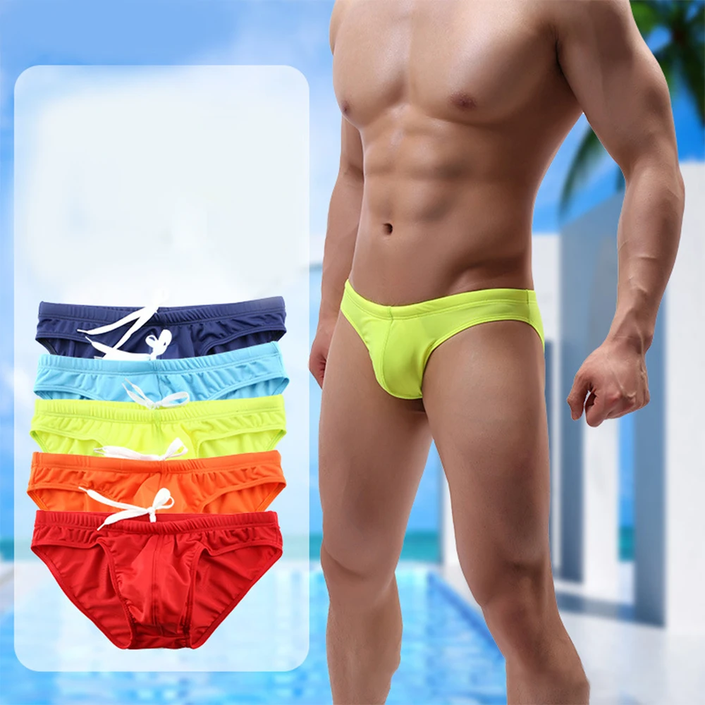

Men's Swimming Trunks Low Rise Swimwear Swim Briefs Bikini Shorts Underwear Beach Sexy Big Pouch-Cup Surfing Tight Briefs