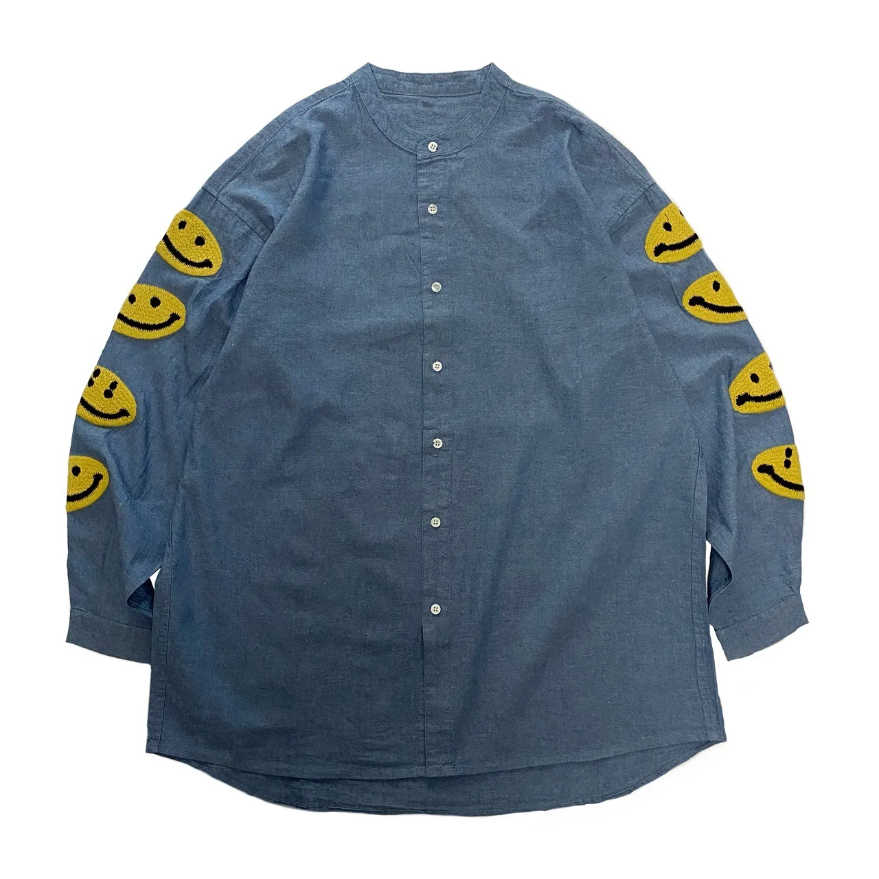 Kapital Vintage Japanese Heavy Industry Smiley Face Embroidery Men and Women Loose Printed Denim Shirt Coat Casual