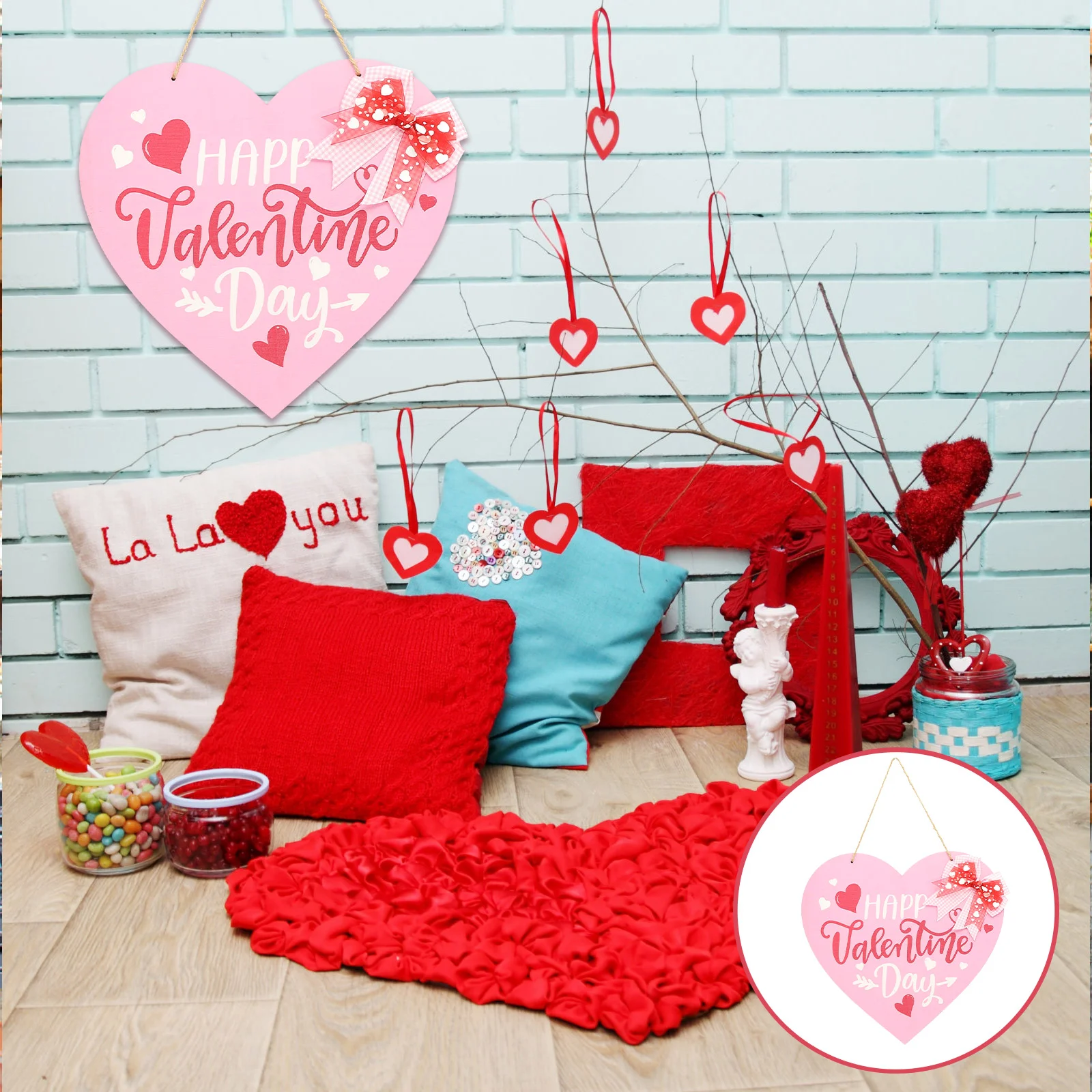 

Valentine Sign Day S Door Hanging Heart Plaque Wall Wooden Happy Wedding Wood Front Decorations Valentines Signs Decor Welcome