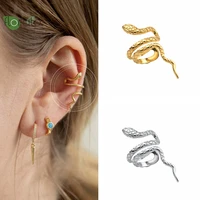 vintage snake 18k gold plated earrings for women 2022 luxury jewelry no pierced ear clip party premium accessories birthday gift
