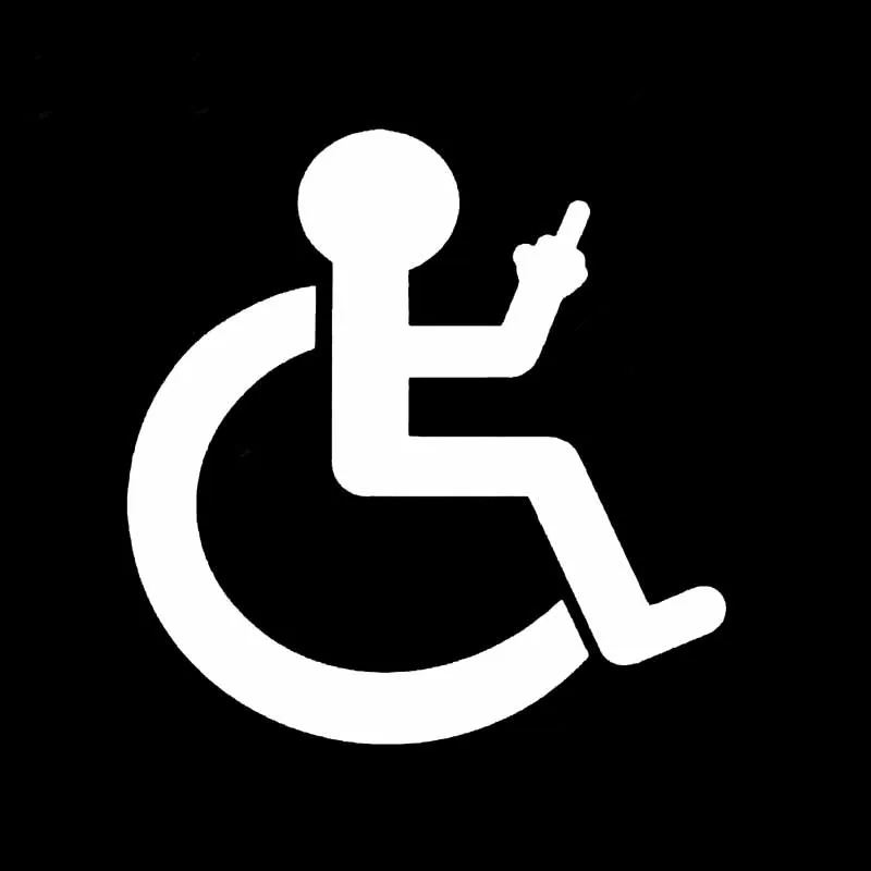 

Cartoon Wheelchair Finger Up Car Sticker Vinyl Decal Black/Silver 13CM*13CM