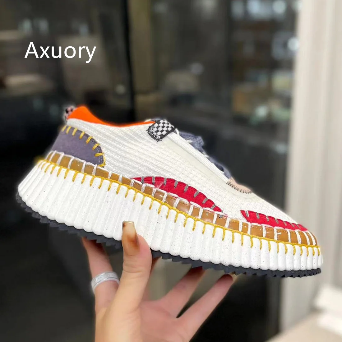 2023 Women's Sports Shoes Mixed Color Rainbow color Lace-up Casual Shoes With Box High Quality Handmade Platform Fashion Style