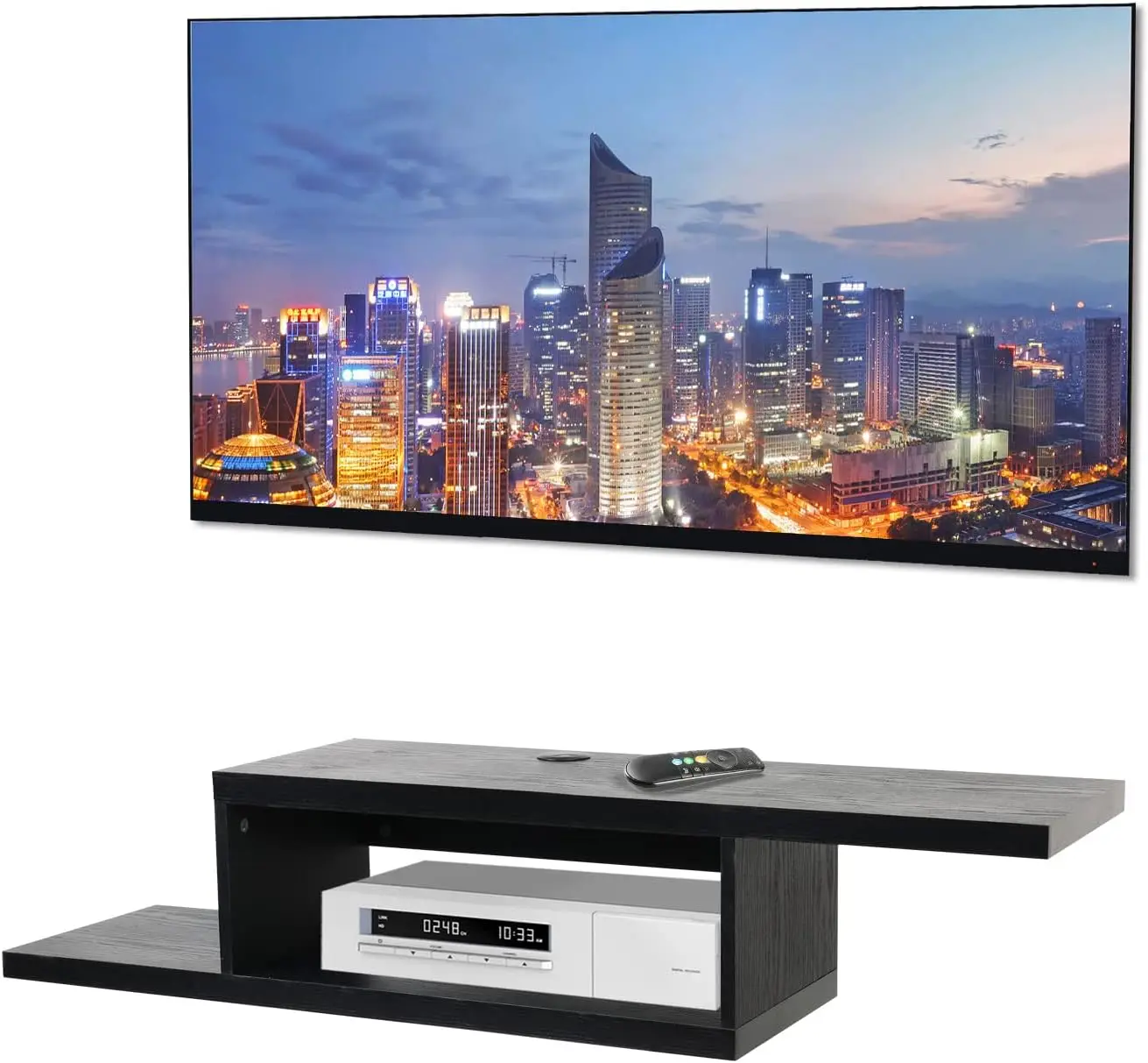 

Media Console Floating TV Stand Component Shelf, Entertainment Storage Shelf for Living Room, Bedroom, Black