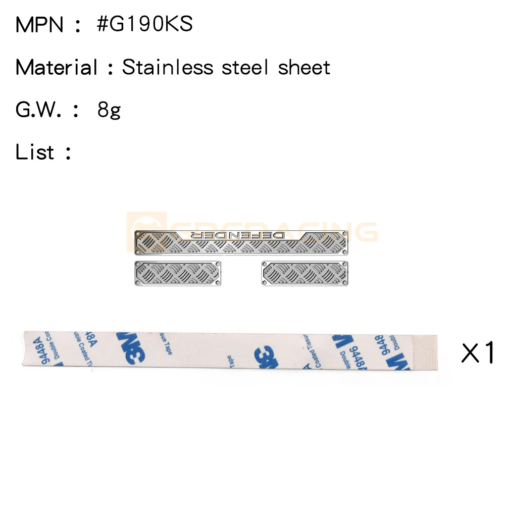 

GRC 1/8 клетчатые пластины из нержавеющей стали, металлические защитные листы, украшение для обновления переднего бампера H8H Defender # G190KS G190KB
