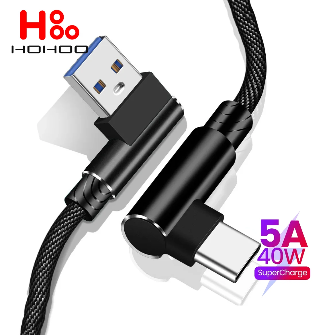 Изгиб 90 градусов USB C Линия 5A 40W Быстрая зарядка передачи данных для Xiaomi 14 13 12 11