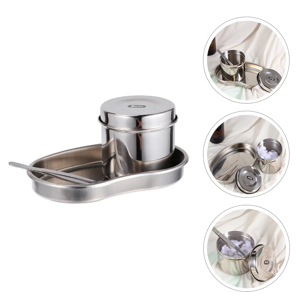 

1 Set Stainless Steel Kidney Tray Professional Bracket Placing Tweezers Kidney Shaped Emesis Basin Tray