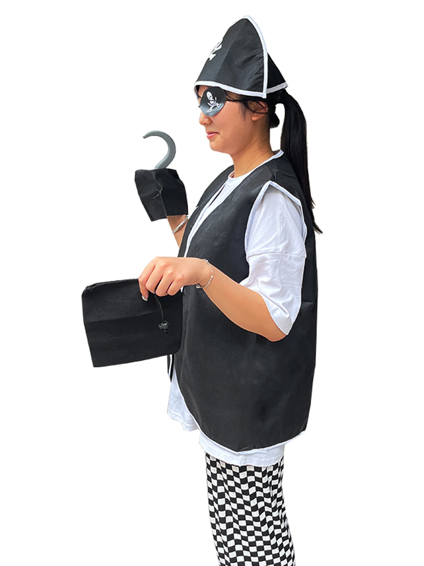 Фото Костюм капитана пирата с черепом для детей, женщин, мужчин, мальчиков и девочек, карнавальный костюм пирата, крутая шляпа, брюки, костюм №3