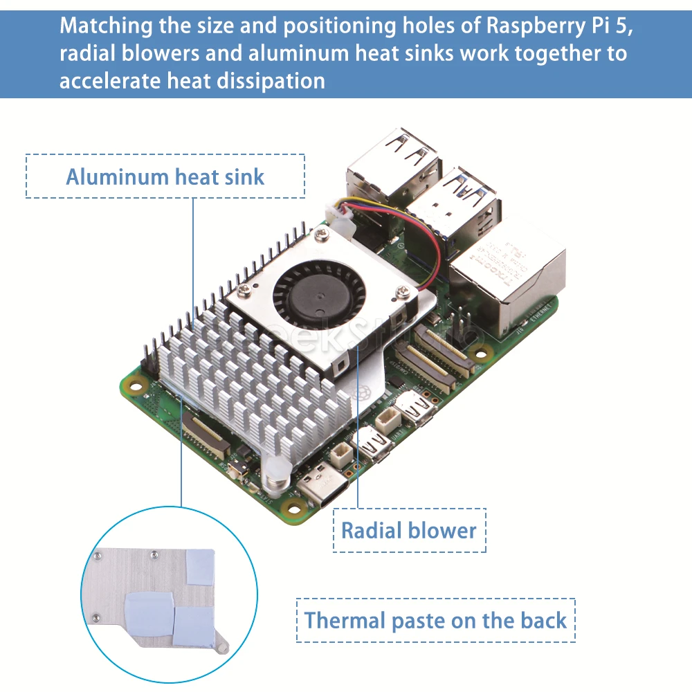 Raspberry Pi 5 Вентилятор охлаждения официальный активный кулер алюминиевый радиатор