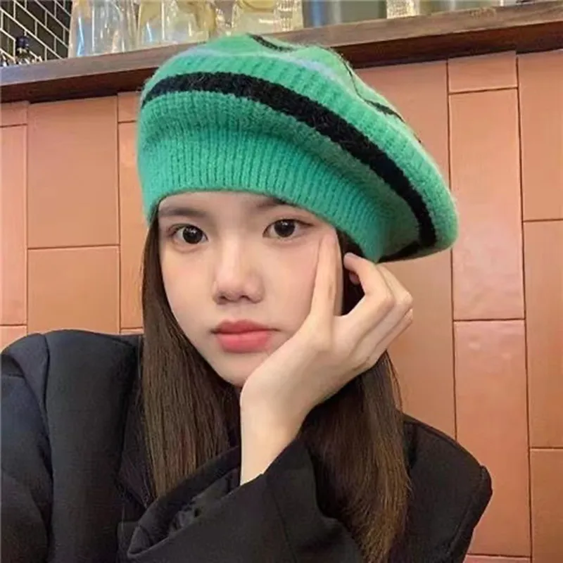 

Fashionable New Minority Wool Blend Striped Beret Children's Temperament Versatile Artist Hat Bud Hat