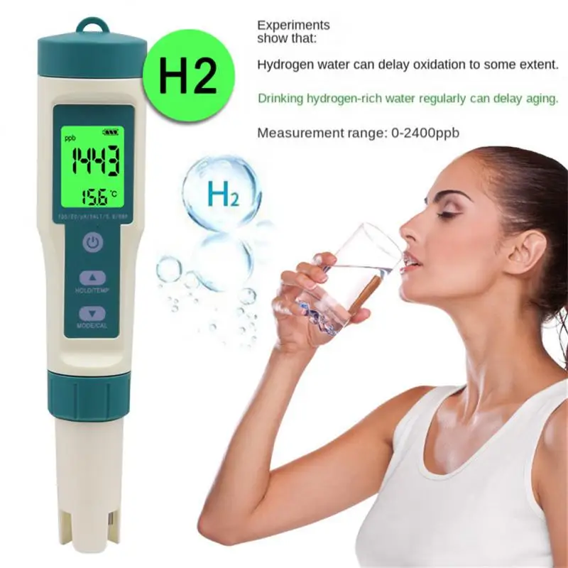 

8 IN 1 Digital Water Quality PH Test Pen TDS/EC/PH/ORP Temp Meter Analysis Instruments Hydrogen-rich Drinking Water Tester