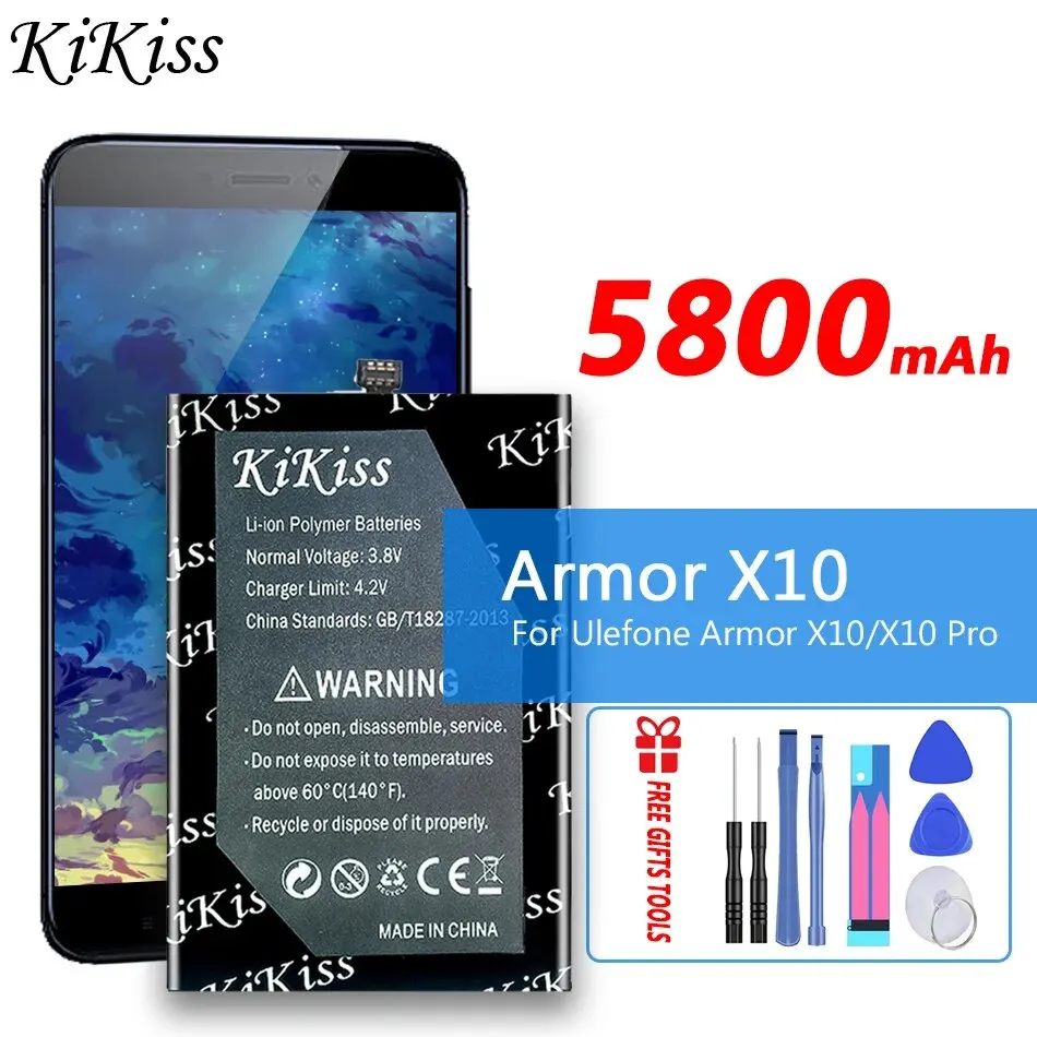 

KiKiss Battery Armor X10 (3099) 5800mAh For Ulefone Armor X10 Pro X10Pro Repalcement Bateria