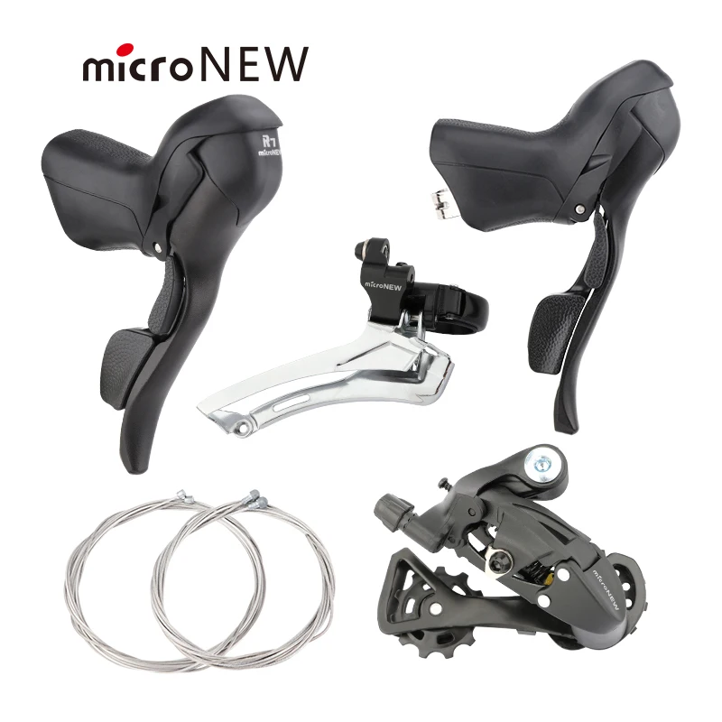 MicroNEW Rennrad Schalthebel 3x7 3x8 3x9 3x10 3X11Speed Bremshebel Fahrrad 2x7 2x8 2x9 2x10 Speed Umwerfer für Shimano