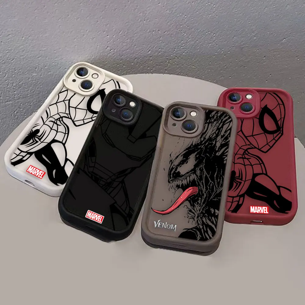 Чехол для телефона Marvel Line Iron Spider Man Venom Xiaomi 11 14 14T POCO F3 F4 F5 X3 X4 X5 M6 Redmi 10 10C 12 12C 13 13C 14C Case