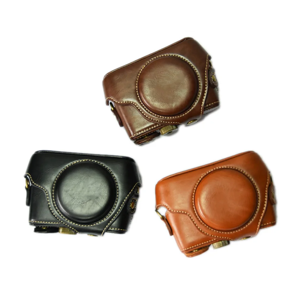 

PU Leather Case Cover For Sony RX100 RX100II RX100 M3 RX100III M4 M5 M6 With Screw Buttom Case Strap Shoulder Bag Practical