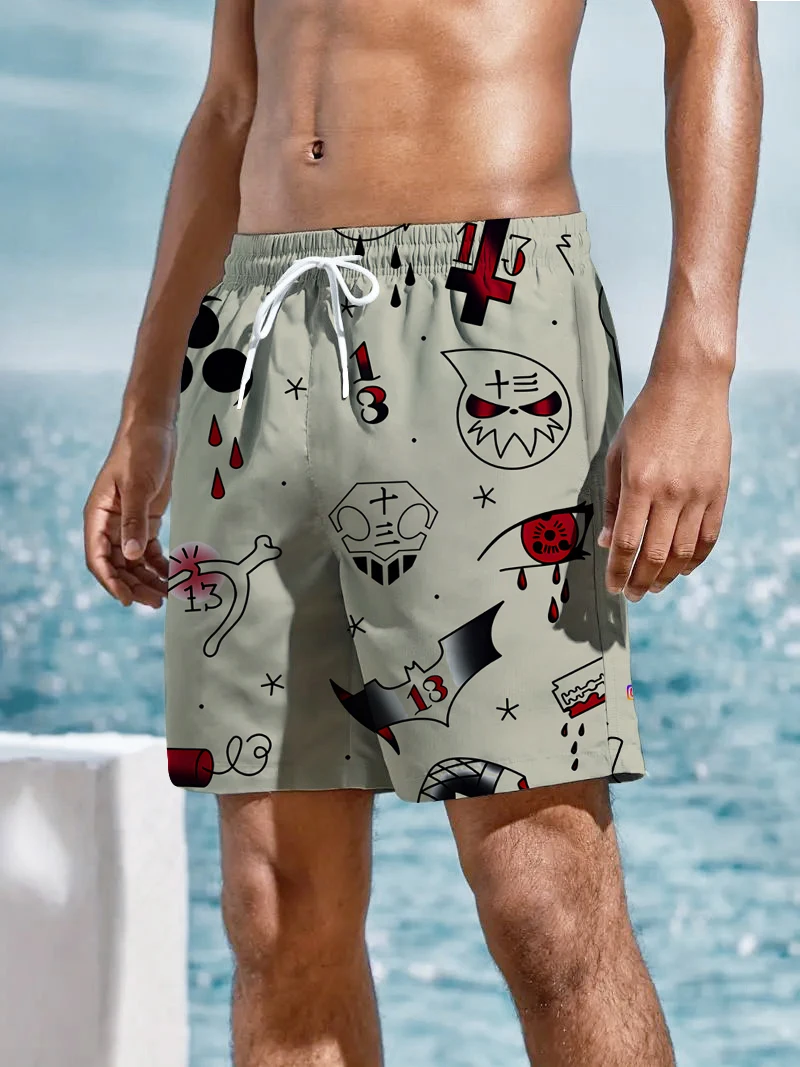 Шорты мужские пляжные в стиле ретро свободные удобные дышащие быстросохнущие