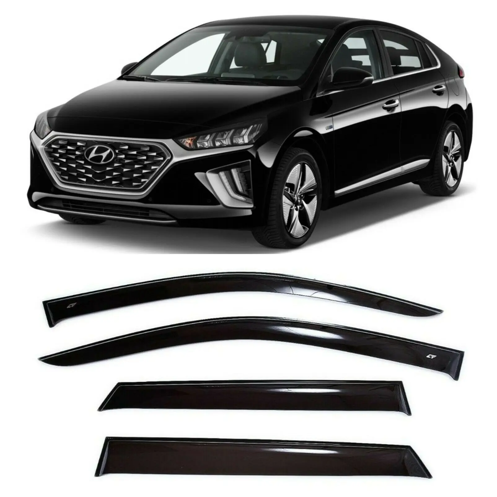 Дефлекторы окон Cobra Tuning H27219 на авто Hyundai IONIQ Hb 5d 2016- н.в. 4 шт./комп. ветровики от дождя