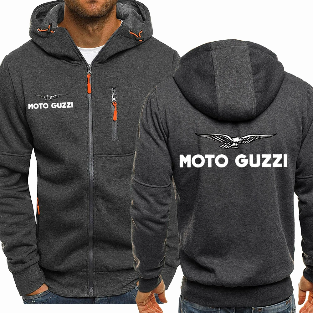 

New Spring and Autumn Moto Guzzi Logo Jacket Men's Fashion Long Sleeve Zipper Hip-Hop Harajuku Hoodie Casual Hoodied