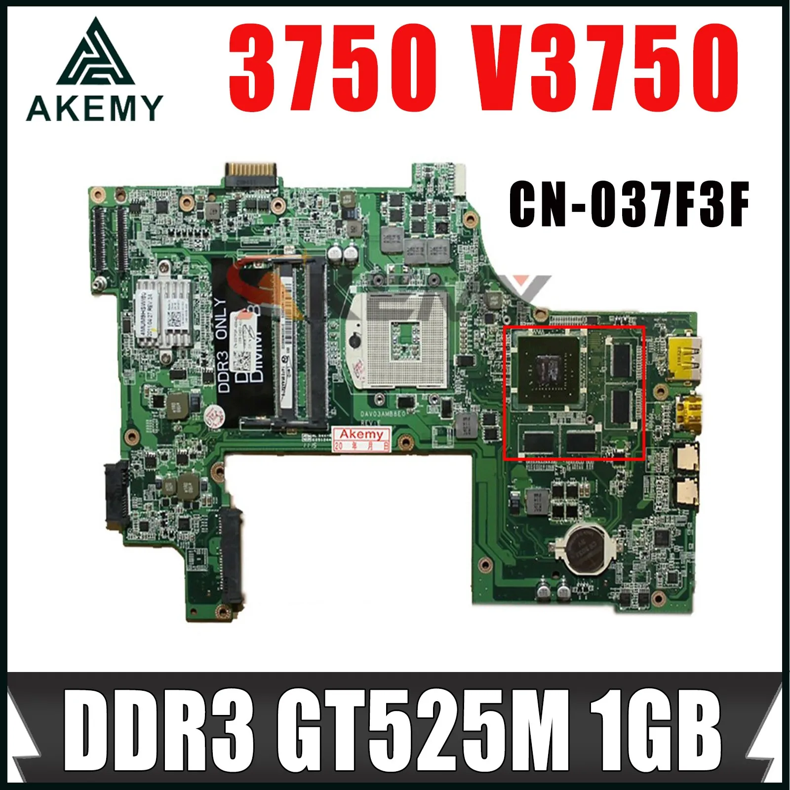 

Материнская плата Akemy для ноутбука Dell Inspiron 17R N7110 DAV03AMB8E0 CN-037F3F 037F3F 37F3F HM67 DDR3 GT525M 1 Гб