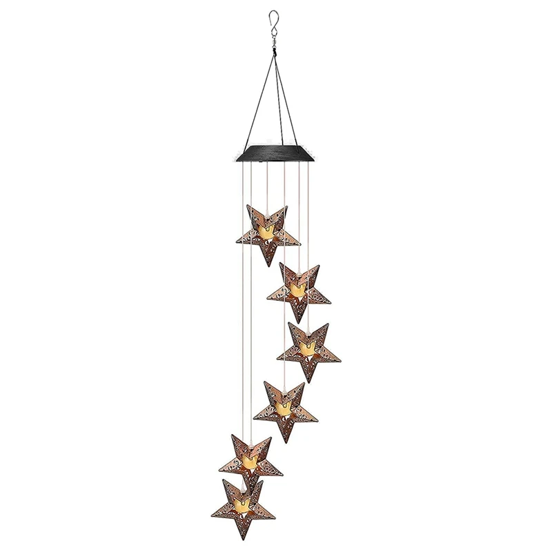 

Solar Wind Chimes Star Wind Chime Warm LED Hanging Solar Lights Unique Garden Decor Memorial Thanksgiving Gifts