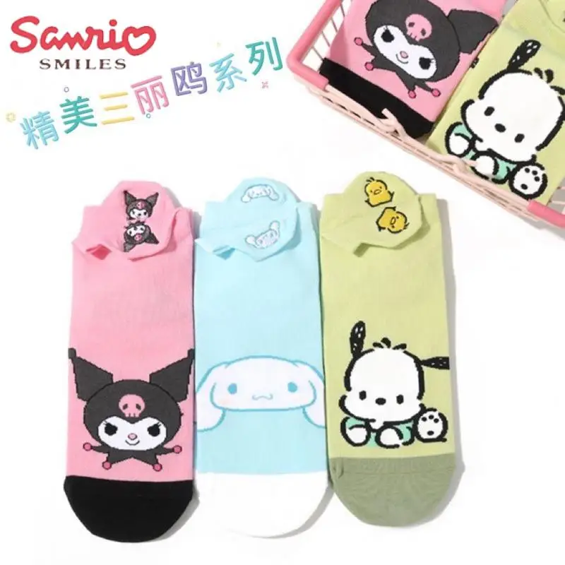 

Four Seasons Wild Kawaii Sanrio Y2K аниме Cinnamoroll Kuromi короткие носки Ins Мультяшные мягкие дышащие носки милый подарок для девочки