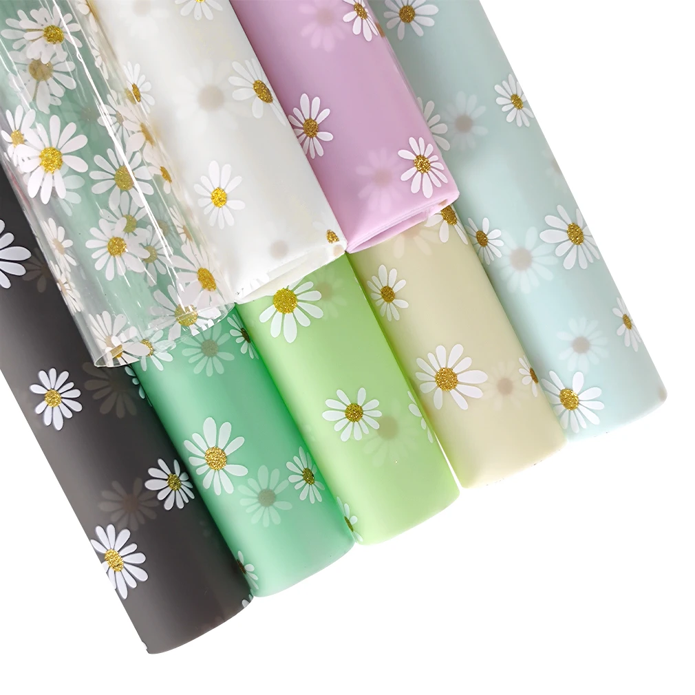 

0.4mm Daisy Jelly Frosted TPU Synthetic Fabric Faux Leather Sheets for Hairbows Handbags Shoes Garment DIY Crafts 30x135cm