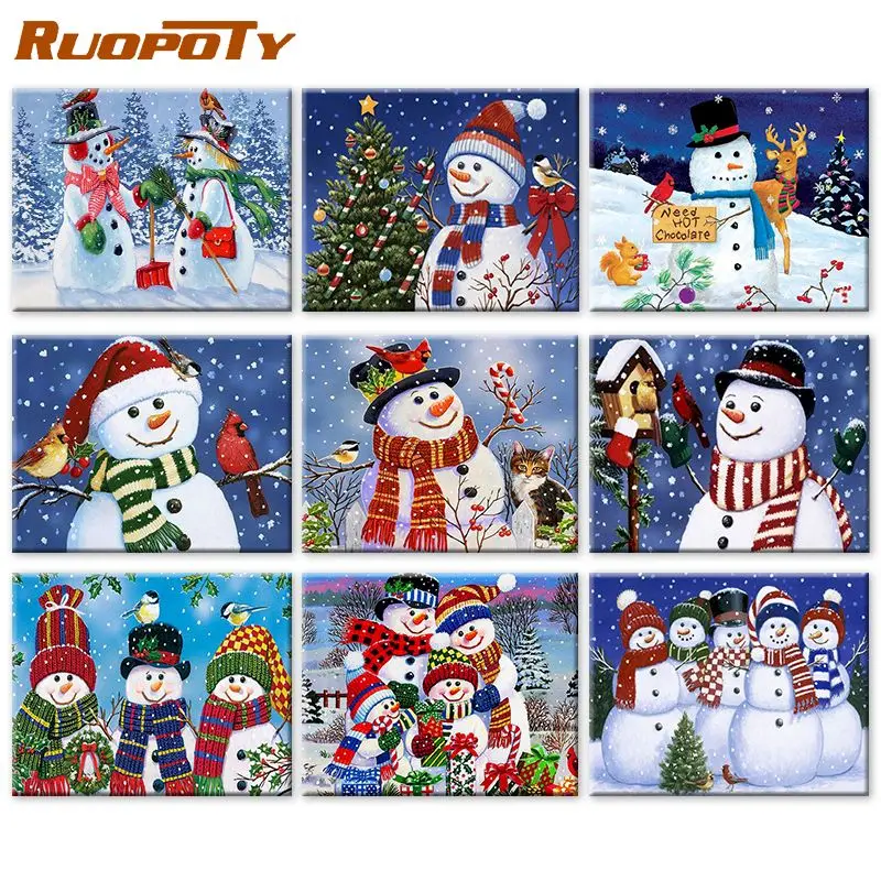 

RUOPOTY Painting By Numbers Diy Modern Unique Winter Adult On Canvas Acrylic Paint Coloring Decoration Art Picture