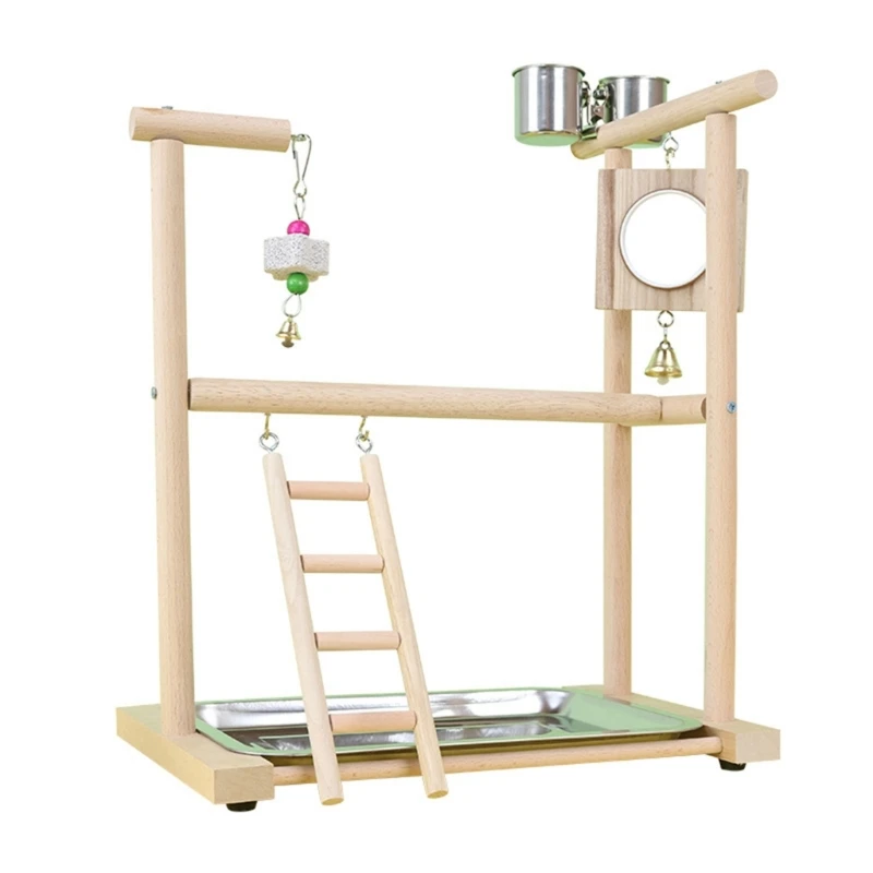 

Bird Cage Playing Wood Stand with Ladder Mirror Chew Toy Parrots Perch Playstand Drop shipping