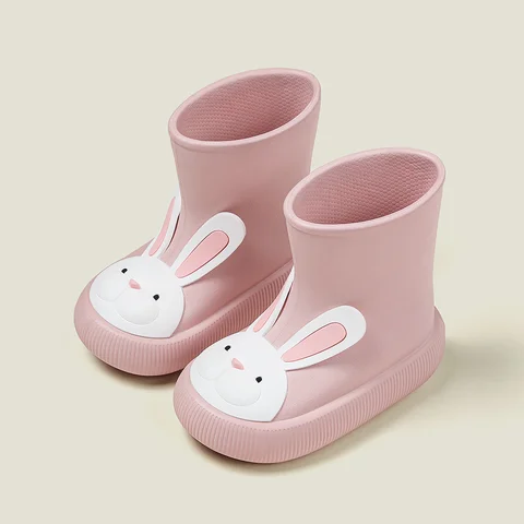 Детские непромокаемые ботинки, мягкие Нескользящие непромокаемые ботинки из ЭВА с милым мультяшным рисунком кролика, медведя, для мальчиков и девочек, 2023