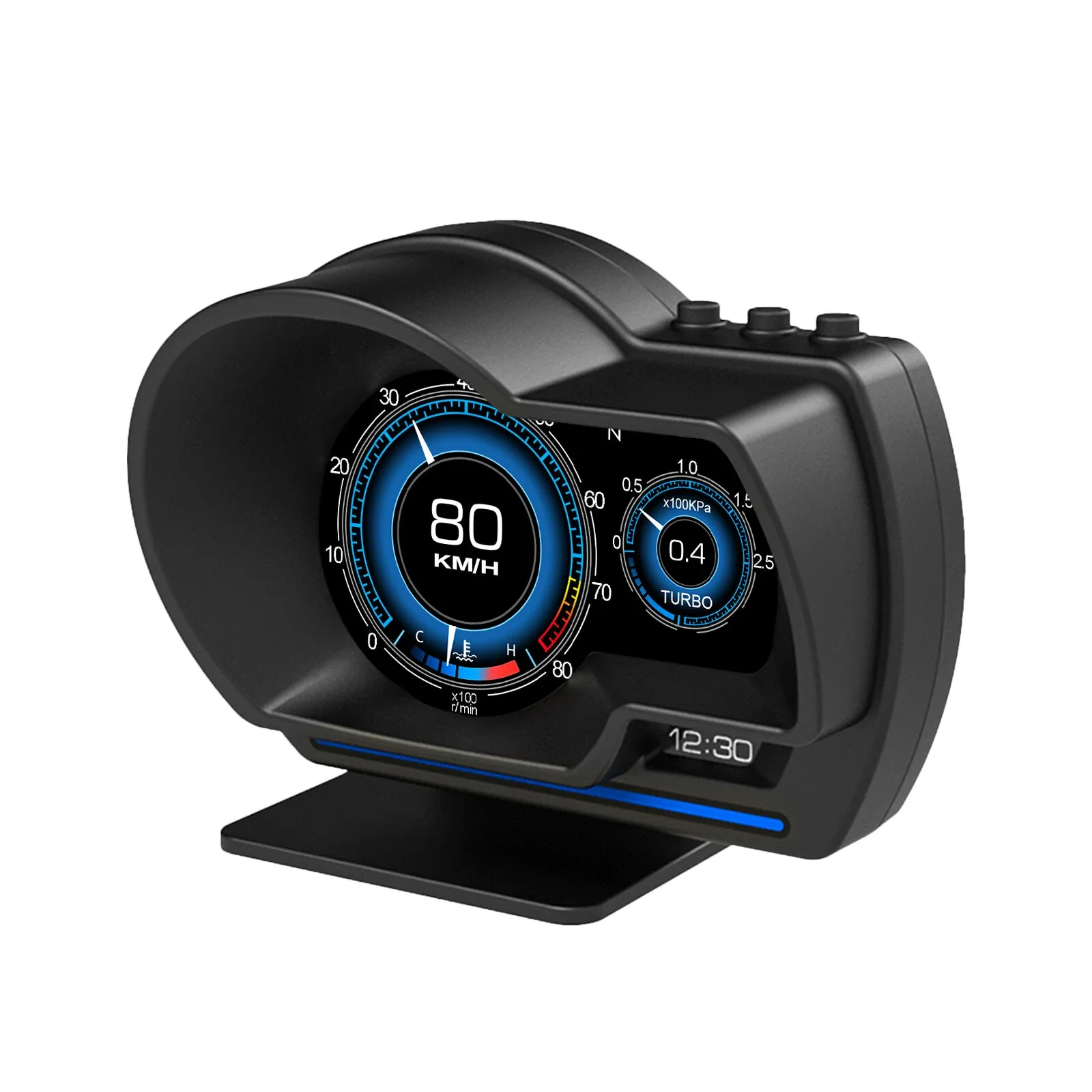 Фото Автомобильный проекционный дисплей (HUD) OBD2+GPS: Умный автомобильный HUD-дисплей, цифровой одометр, сигнализация безопасности, сигнализация о температуре воды №3