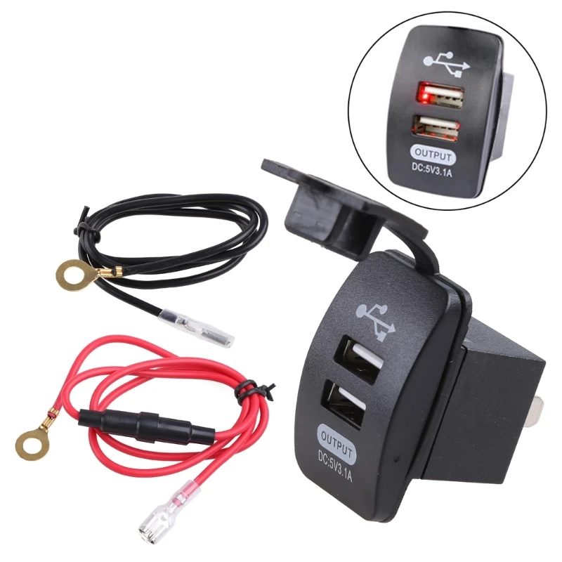 

Держатель с креплением на руль мотоцикла велосипеда двойное зарядное устройство USB для GPS сотового телефона 12-24 В D0UC